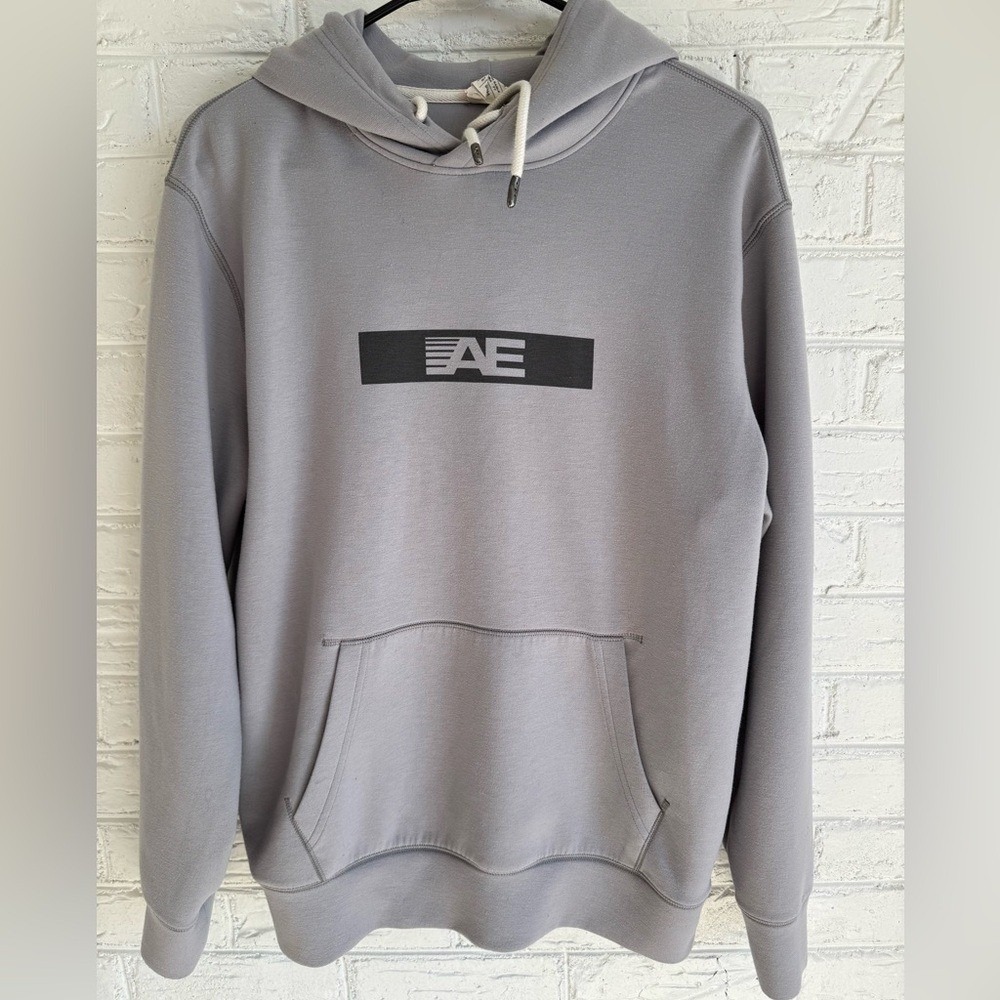 American Eagle AE Gray Graphic Hoodie Pullover Men's Size S‎